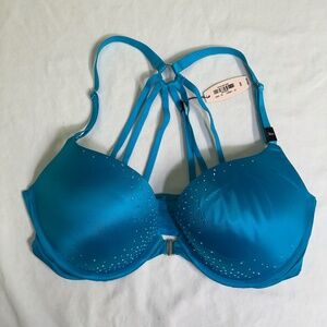 Victoria's Secret Very Sexy Pushup Rhinestone Racerback Front Closure 36D